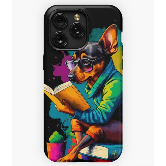 Cute Dachshund Dog Reading Books Smart Pet Graphic Art A523 Phone Case for iPhone 11 to 17 Pro Max
