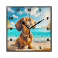Cute Dachshund Dog on Beach Wall Clock 7.78" NonTicking Silent Battery