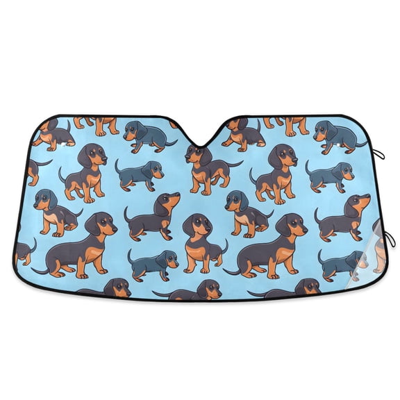 Cute Dachshund Dogs Car Windshield Sun Shade Foldable Car Front Window Visor Heat and UV Protection 53x23.5