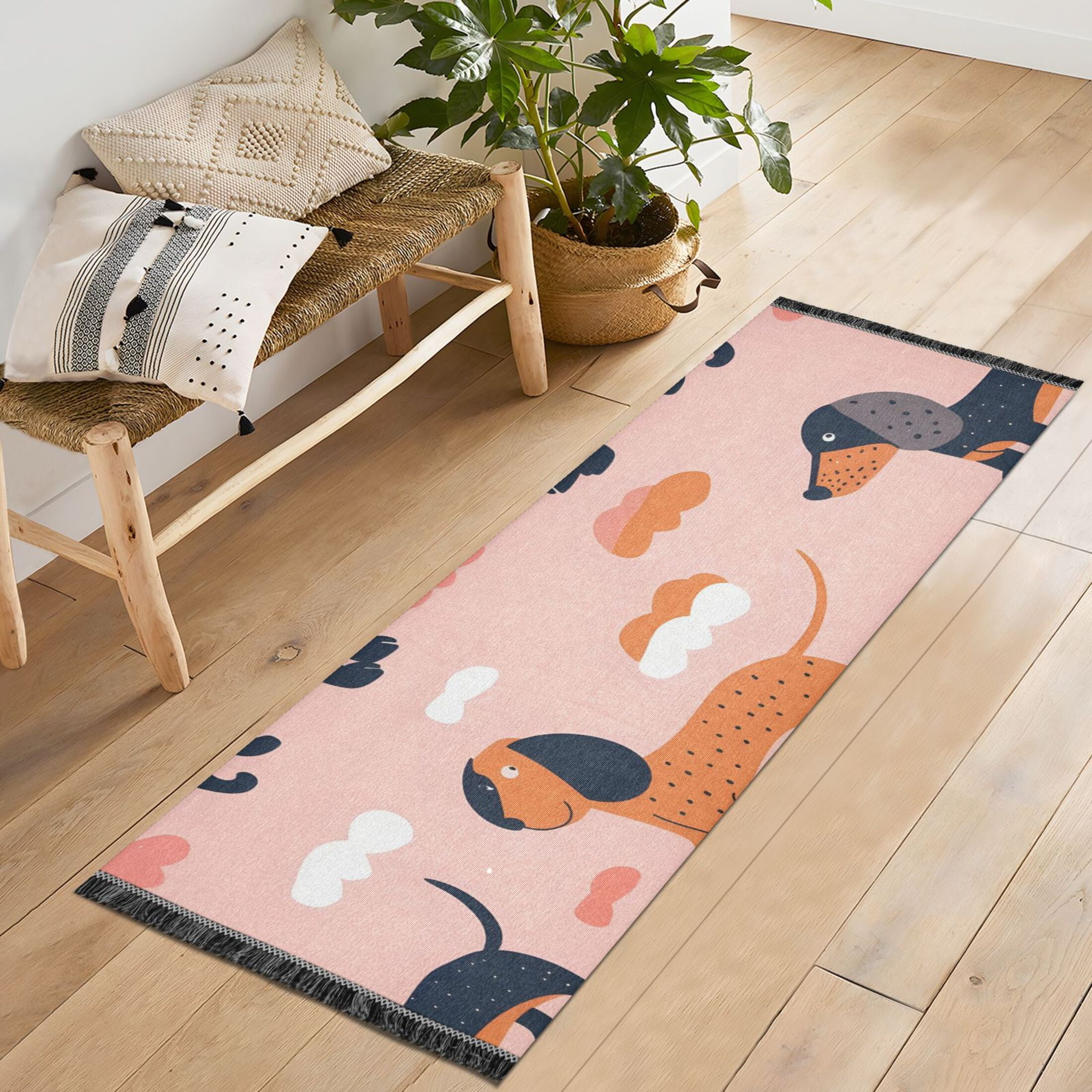 Dachshund Area Rug - Pink Dachshund Area Rug - Pink