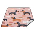 Cute Dachshund Dogs and Cloud Picnic Blanket Sandproof Foldable Beach