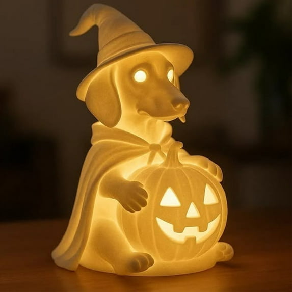 Cute Dachshund Ghost Night Light - Glowing Halloween Dog Figurine Decor, Unique Gift for Pet Lovers, Quirky Bedroom or Desk Decoration