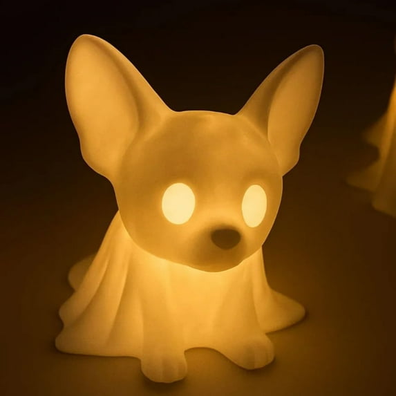 Cute Dachshund Ghost Night Light - Glowing Halloween Dog Figurine Decor, Unique Gift for Pet Lovers, Quirky Bedroom or Desk Decoration