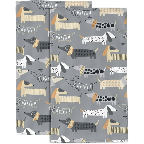 Cute Dachshund Hand Towel for Bathroom Set of 2 Hand Bath Towels Soft Absorbent Decorative Towels for Bathroom Kitchen Yoga Home Decor 14 x 28 in