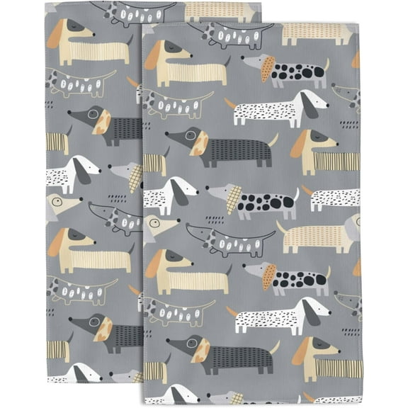 Cute Dachshund Hand Towel for Bathroom Set of 2 Hand Bath Towels Soft Absorbent Decorative Towels for Bathroom Kitchen Yoga Home Decor 14 x 28 in