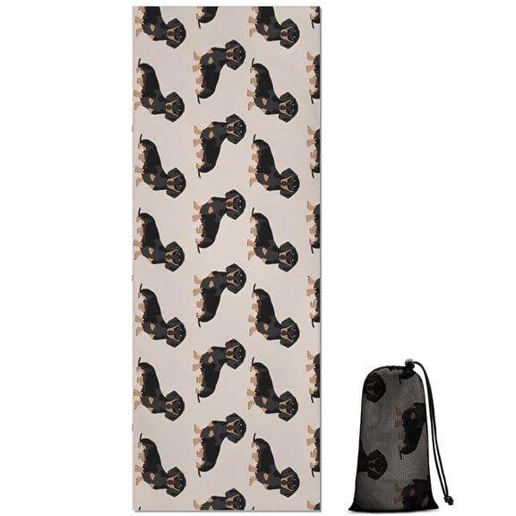 Cute Dachshund Hot Yoga Mat Towel Non Slip for Hot Yoga - Quick-Drying Yoga Mat Cover with 4 Corner Pockets with Travel Bag - Hot Yoga Towel Non Slip Grip Moisture Wicking Sweat 70"x26"