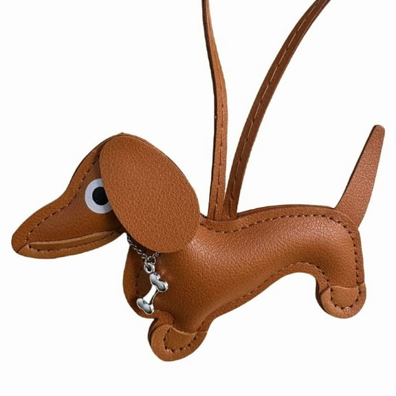 Cute Dachshund PU Leather Keychain Fun Dachshund Keychain PU Leather Decoration Keyrings Charm for Kids and Adults