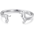 thumbnail image 1 of Cute Dachshund Ring 925 Sterling Silver Pet Animal Puppy Dog Wrap Finger Band Open Statement Ring Adjustable Bands Dainty Jewelry for Women Pet Lovers, 1 of 12
