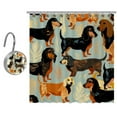 Cute Dachshund Shower Curtain with 9 Hooks, Waterproof Polyester Shower