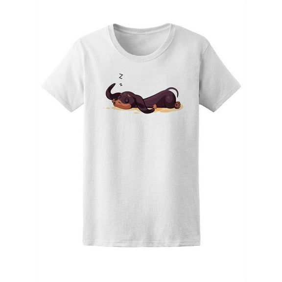 Cute Dachshund Sleeping T-Shirt Women -Image by Shutterstock, Female XX-Large