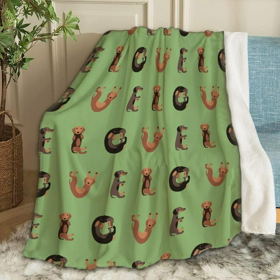 Cute Dachshund Throw Blanket Fannel Fleece Super Soft Funny Blanket Travel Throw Blanket for Bed Couch Sofa 40 x 50 Inch for Kid