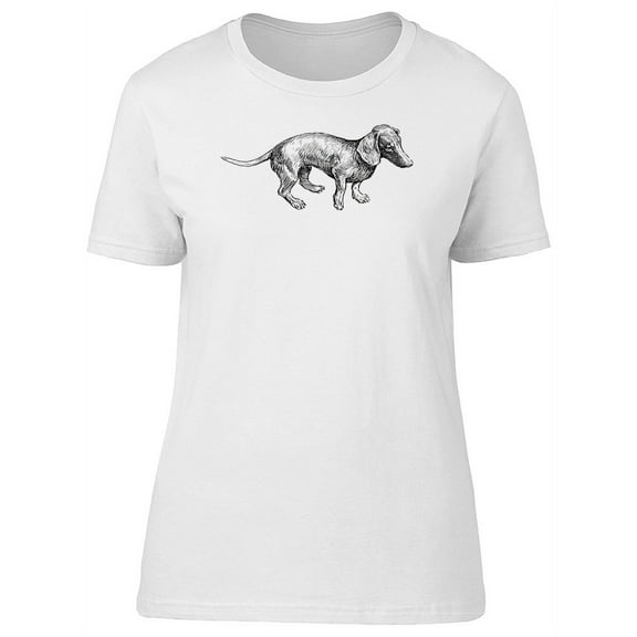 Cute Dachshund Vintage Sketch T-Shirt Women -Image by Shutterstock, Female Medium