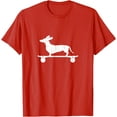 thumbnail image 1 of Cute Dachshund on a Skateboard Funny Wiener Dog Unisex T-Shirt for Men Women Kids Toddler,Red Color,Size 4T, 1 of 5