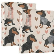 Cute Dachshunds Dog in Clothes Hardcover 3 Ring Binder 1.5” Round Rings Letter Size Paper Pockets for School Office Supplies