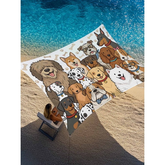 Cute Dag Sun Shade Sail 6.5' x 10', Brown Puppy Claws Bones Cartoon Animal Abstract Rectangle Outdoor Sunshade Canopy, Waterproof UV Block Patio Covers for Garden Yard Beach