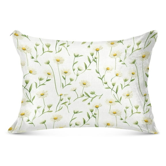 Cute Daisies and Leaves Plush Pillow Cases Standard Size Ultra Soft Warm Pillowcases with Zipper 20"x26"