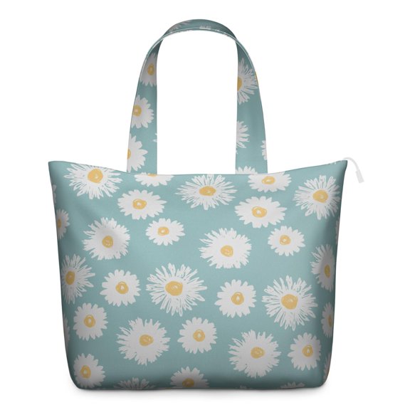 Cute Daisy Artwork Gym Bag Retro Floral Weekender Tote, , Large Capacity, Adjustable Shoulder Strap, for Women