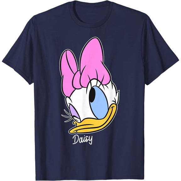 Cute Daisy Big Face DTG Print Unisex T-Shirt,Navy Color,Size 4T