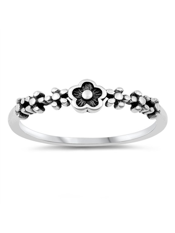 Cute Daisy Chain Flowers Ring .925 Sterling Silver Band Jewelry Female Male Unisex Size 5