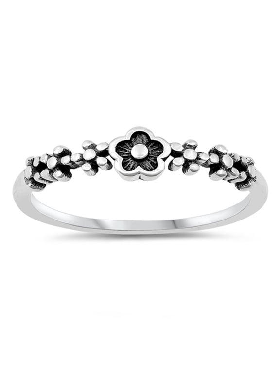 Cute Daisy Chain Flowers Ring .925 Sterling Silver Band Jewelry Female Male Unisex Size 7