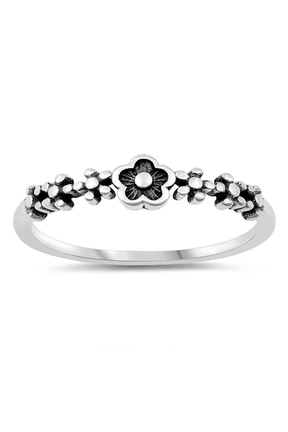 Cute Daisy Chain Flowers Ring .925 Sterling Silver Band Jewelry Female Male Unisex Size 8