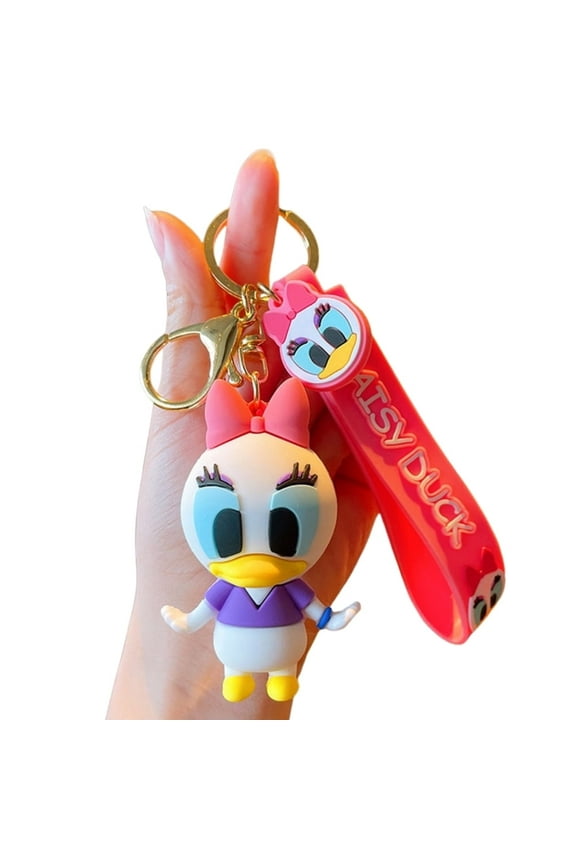 Cute Daisy Duck 3D Keychain - Disney Mickey's Collectible Figure - Perfect Bag and Car Key-Ring Charm