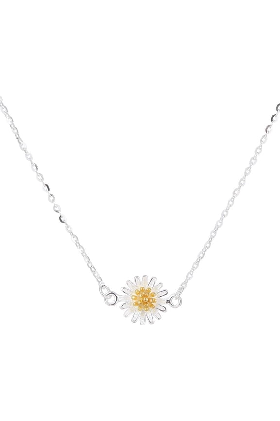 Cute Daisy Flower Choker Necklace for Women 925 Sterling Silver Dainty Blossom Floral Chain Adjustable Necklaces Fashion Jewelry Gifts 18Inch