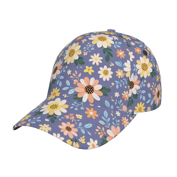 Cute Daisy Flower Men Women Baseball Cap, Ajustable Snapback Golf Dad Hat Hip Hop Hats Curve Brim Fashion Outdoor Golf Caps