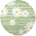 thumbnail image 1 of Cute Daisy Green Stripes Round Placemats Washable Placemats Non-Slip Heat-Resistant Table Place Mats for Dining Kitchen Holiday Party Table Decoration 15.4"-4PCS Table Mat, 1 of 7