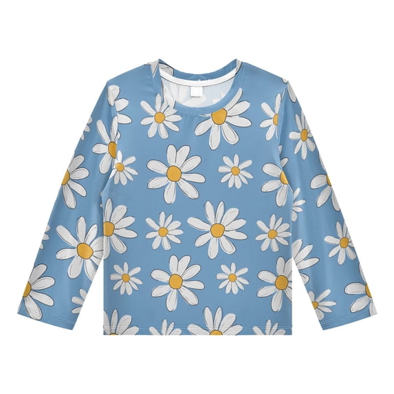 Cute Daisy Pattern Boys' Rash Guard Shirts UPF 50 Plus Sun Protection ...