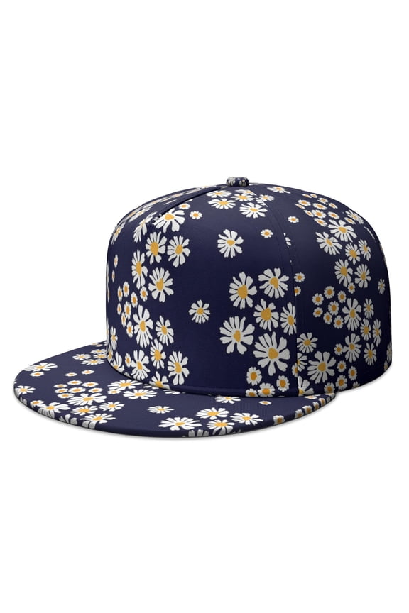 Cute Daisy Snapback Hat – Yellow Bloom Flat Bill Cap, Boho Chic Adjustable for Women & Girls