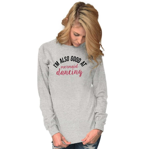 Cute Dancer Gymnast Mermaid Lover Women Plus Size Long Sleeve Graphic Tee Brisco Brands 3X