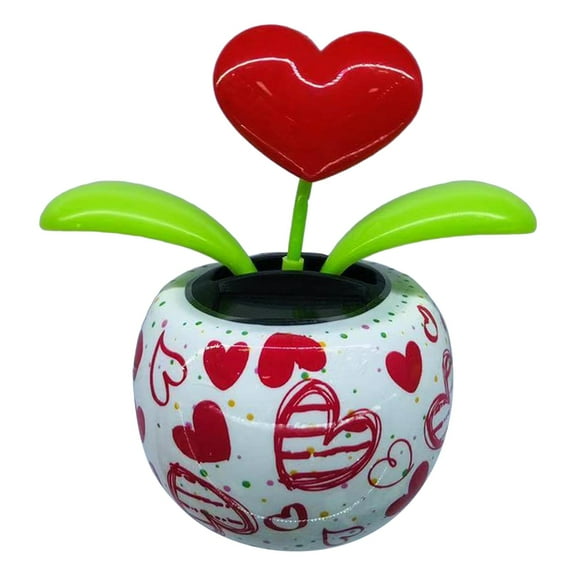 Cute Dancing Bobble Head Flowers in Colorful Pots Trinket Solar Dancing Toy for Car Dashboard Holiday Ornament Decoration toy for kids , Love Heart