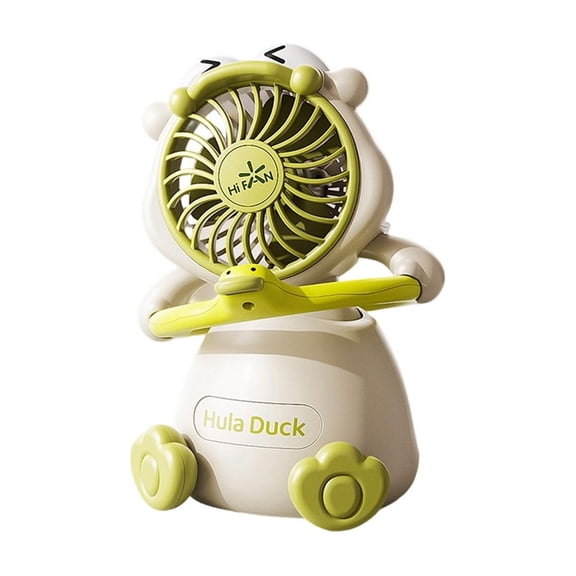 Cute Dancing Duck Mini Desk Fan Rechargeable Adjustable Wind Speed Fan for Home Office Desk and Table Decor(Green)