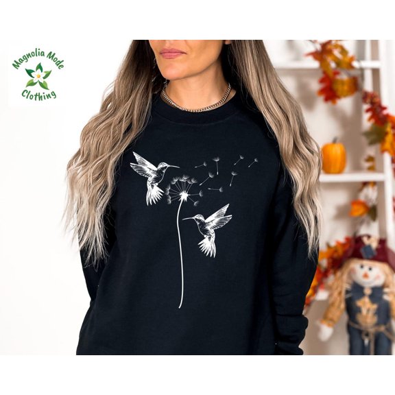 Cute Dandelion Hummingbird Sweatshirt, Cute Hummingbird Dandelion, Nature Lovers Hoodie Crewneck, Cute Women Gift TSHIRT All Size S-5XL