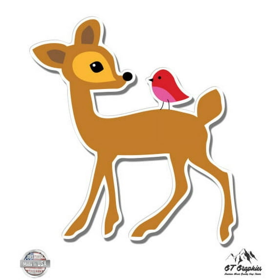 Cute Deer - 3" Vinyl Sticker - For Car Laptop I-Pad Phone Helmet Hard Hat - Waterproof Decal