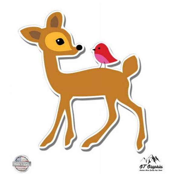 Cute Deer - 3" Vinyl Sticker - For Car Laptop I-Pad Phone Helmet Hard Hat - Waterproof Decal