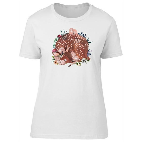 Cute Deer And Rabbits Tee Women's -Image by Shutterstock