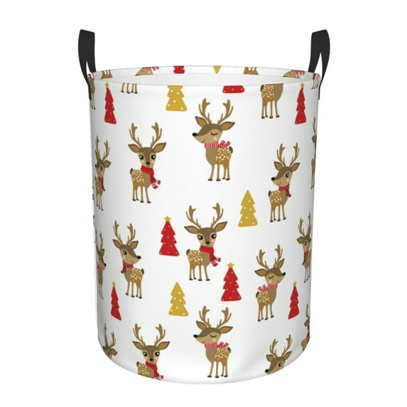Cute Deer Elk Christmas Tree Laundry Basket, Laundry Hamper Waterproof Laundry Bag Clothes Hamper Laundry Bin with Handles for Bedroom, Living Room, Kids Room-#