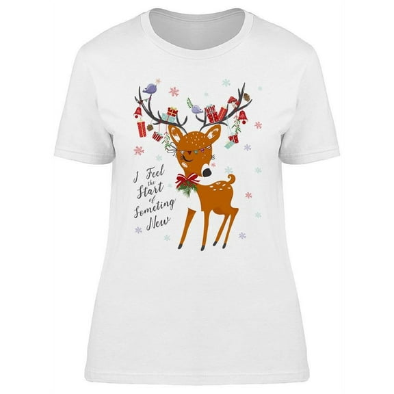 Cute Deer For Christmas T-Shirt Women -Image by Shutterstock, Female Medium