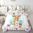 thumbnail image 1 of Cute Deer Full Comforter Set 7-Piece Girls Pink Roses Bedding Comforter Sets, Animal Themed Bed in a Bag Colorful Flowers Bedding Set, Garden Florals Bed Sheets Set Watercolor Elk Blossoms Decor, 1 of 4