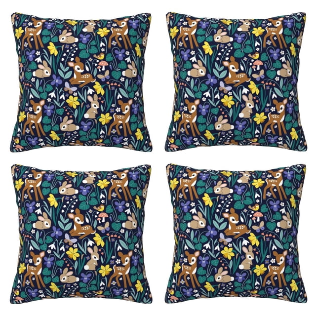 Cute Deer Rabbit Butterfly Flower Decorative Throw Pillow Covers 4