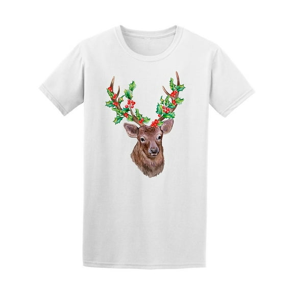 Cute Deer With Decorated Horns T-Shirt Men -Image by Shutterstock, Male Medium