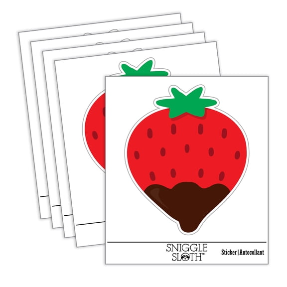 Cute and Delicious Chocolate Covered Strawberry Car Window Bumper Water Bottle Phone Tablet Laptop Waterproof Vinyl Decal Sticker Set 5-Pack - Gloss Finish - 4.0"