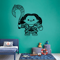 Cute Demigod Maui Chibi Maui's Fish Hook Moana Movie Character Vinyl Wall Art Sticker Wall Decal Home Kids Room Study Room Boys Girls Room Wall Décoration Design Wall Décor Decal Size (20x18 inch)