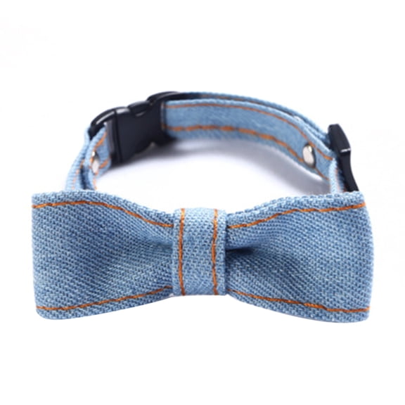 Cute Denim Cat Bowties Collar , Adjustable Pet Decorative Costume Accessories for Kitten Kitty Puppy Small Animals (1PC)