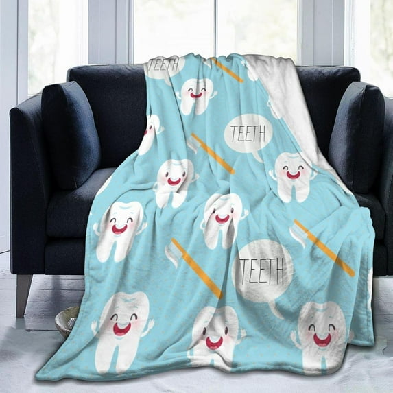 Cute Dentist Dental Hygienist Print Ultra-Soft Micro Fleece Blanket Throw All Seasons, Lightweight Warm for Bed or Couch