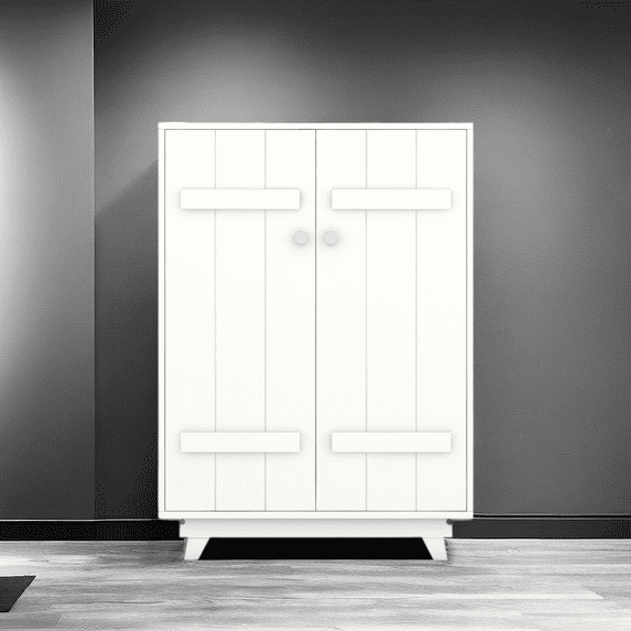 Cute Design Wooden Wardrobe Cabinet with Hanging Rod, Storage Armoires with Doors for Kids Room