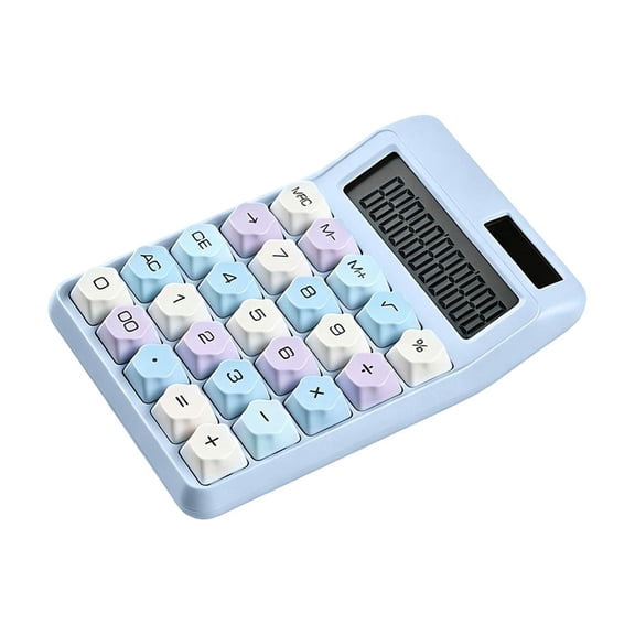 Cute Desk Calculator, Solar-Powered Calculator with Big Buttons, 12 Digits Large LCD Display, Cute Calculators for School Office Home Business