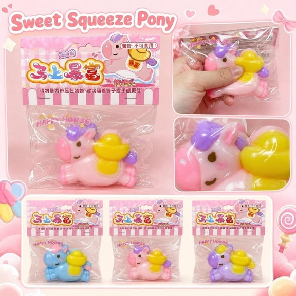 Cute Desk Decor, Desk Decorations, Desk Decor, Kawaii Decor, 3X2 Inch Pastel Squeeze Horse Display Piece for Home Office Tabletop